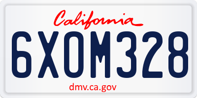 CA license plate 6XOM328