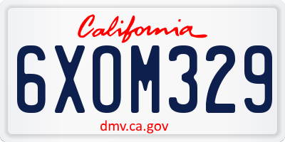 CA license plate 6XOM329