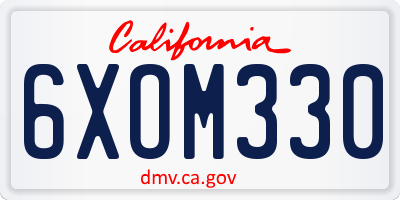 CA license plate 6XOM330