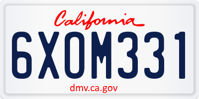 CA license plate 6XOM331