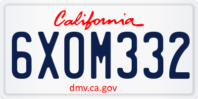 CA license plate 6XOM332