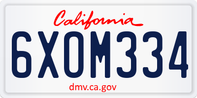 CA license plate 6XOM334