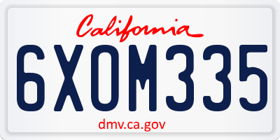 CA license plate 6XOM335