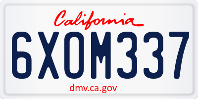 CA license plate 6XOM337