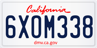 CA license plate 6XOM338