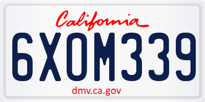 CA license plate 6XOM339