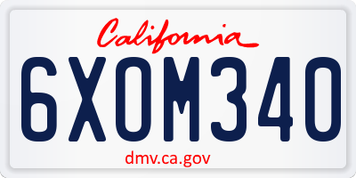 CA license plate 6XOM340