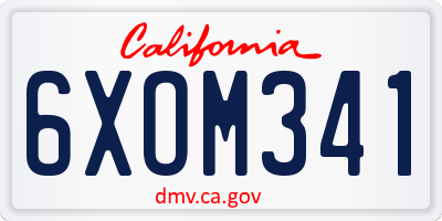 CA license plate 6XOM341