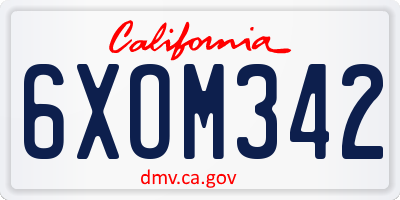 CA license plate 6XOM342