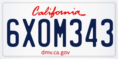 CA license plate 6XOM343
