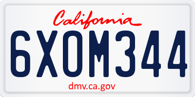 CA license plate 6XOM344
