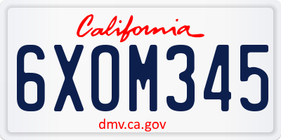 CA license plate 6XOM345