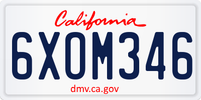 CA license plate 6XOM346
