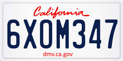 CA license plate 6XOM347