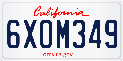 CA license plate 6XOM349