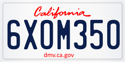 CA license plate 6XOM350
