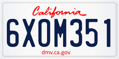 CA license plate 6XOM351