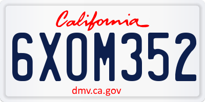 CA license plate 6XOM352