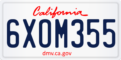 CA license plate 6XOM355