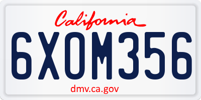 CA license plate 6XOM356