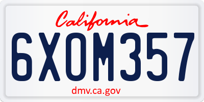 CA license plate 6XOM357