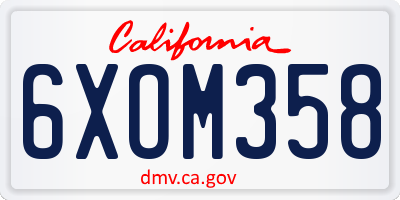 CA license plate 6XOM358