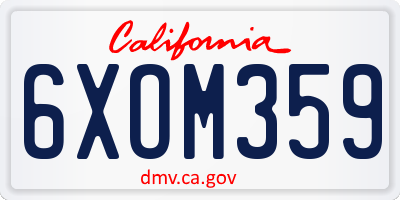 CA license plate 6XOM359