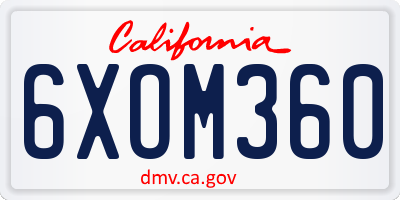 CA license plate 6XOM360