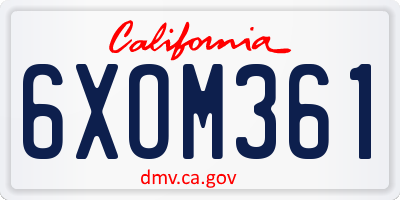CA license plate 6XOM361