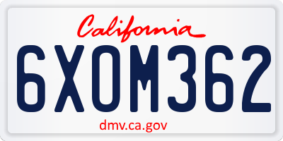 CA license plate 6XOM362