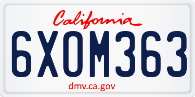 CA license plate 6XOM363