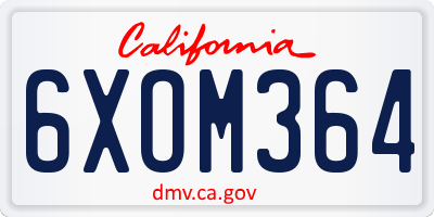 CA license plate 6XOM364
