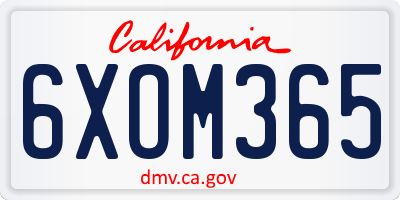 CA license plate 6XOM365