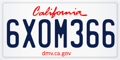CA license plate 6XOM366