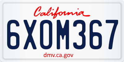 CA license plate 6XOM367