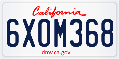 CA license plate 6XOM368