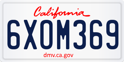 CA license plate 6XOM369