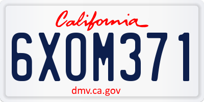 CA license plate 6XOM371
