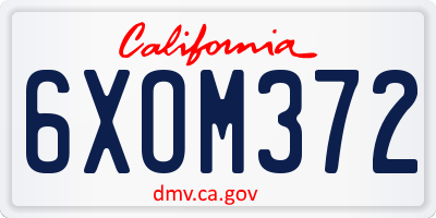 CA license plate 6XOM372