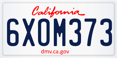 CA license plate 6XOM373