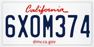CA license plate 6XOM374