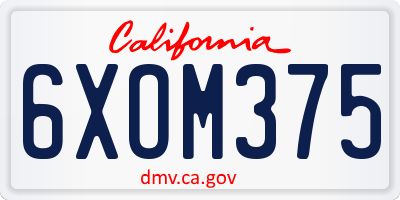 CA license plate 6XOM375
