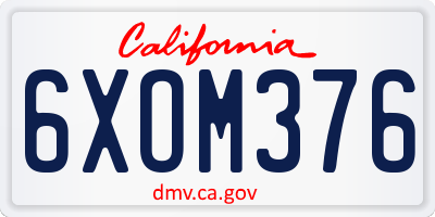 CA license plate 6XOM376