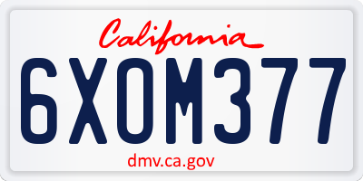 CA license plate 6XOM377