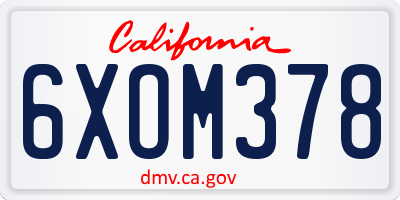 CA license plate 6XOM378