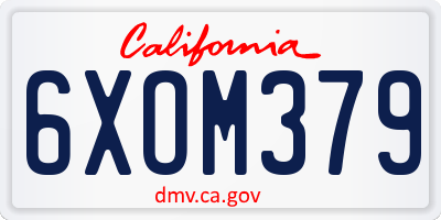 CA license plate 6XOM379