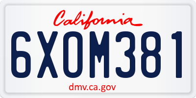 CA license plate 6XOM381