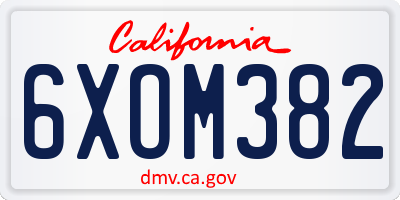 CA license plate 6XOM382