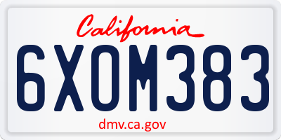CA license plate 6XOM383