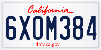 CA license plate 6XOM384